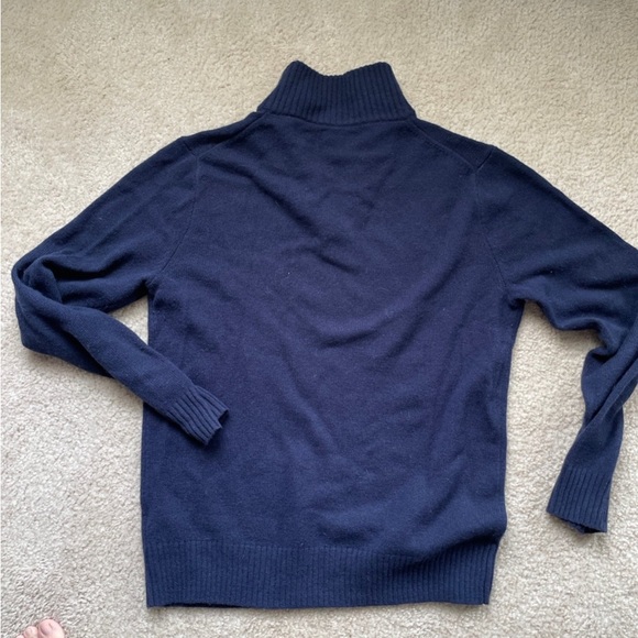 J Crew Mens Small quarter zip Blue wool Sweater - Picture 2 of 4
